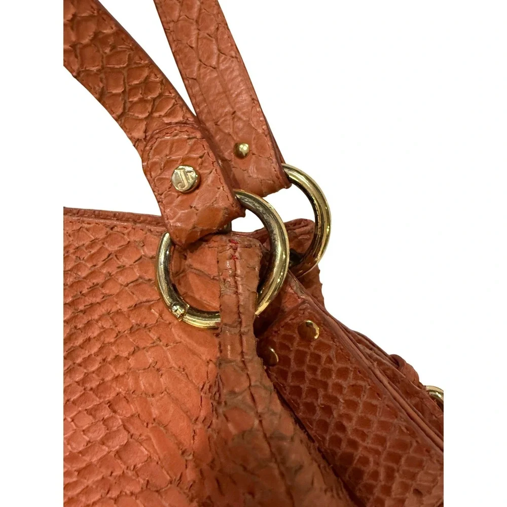 Vintage Y2K Janie Jo Boho Chic Purse Coral Python Textured Tassel Fairy Grunge